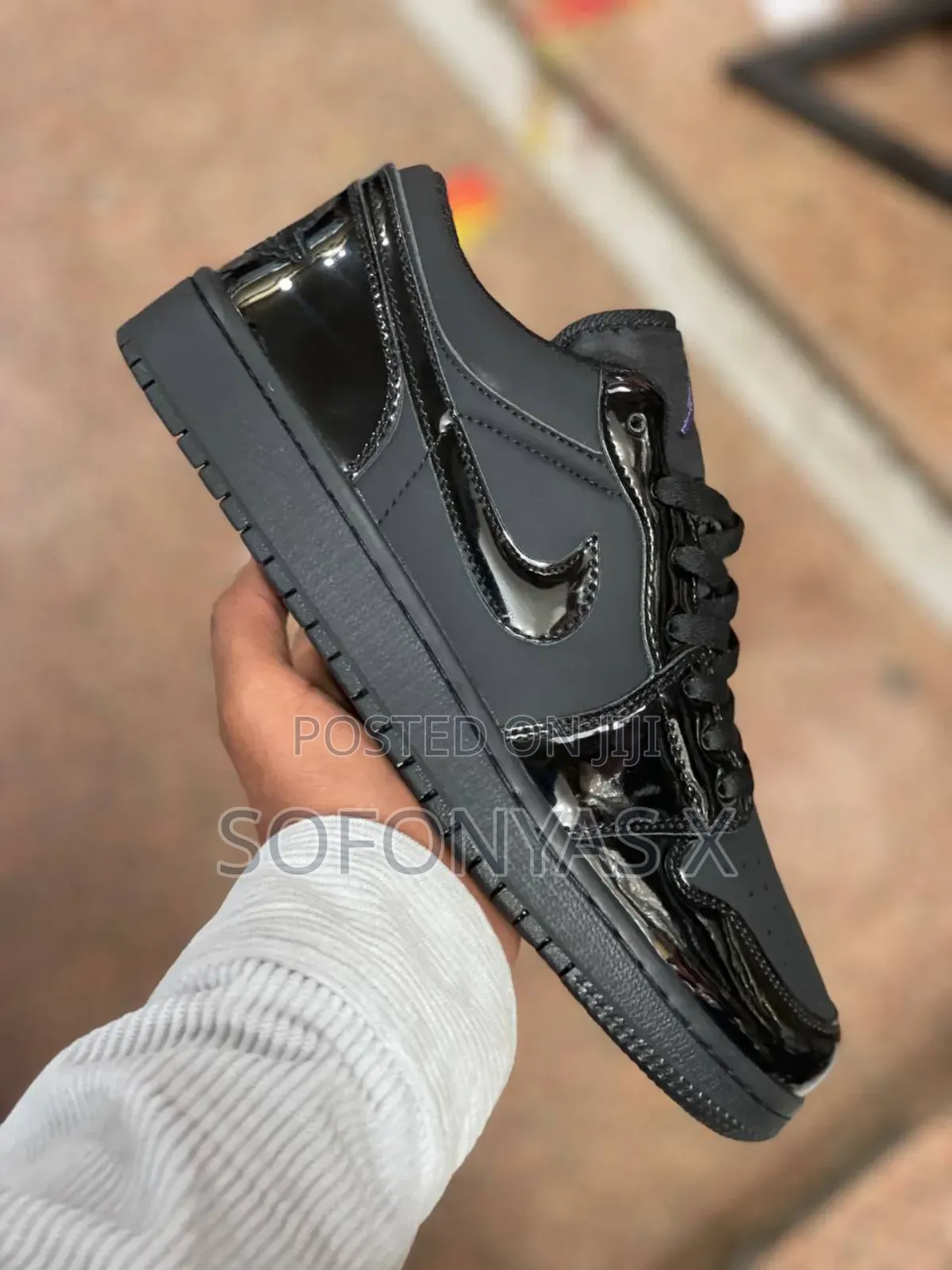 Nike Air Jordan 1 Low Se Patent Elephant Black (W)