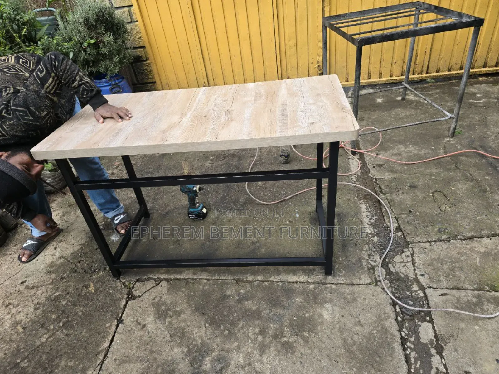 Metal Study Table With Lamented MDF Top