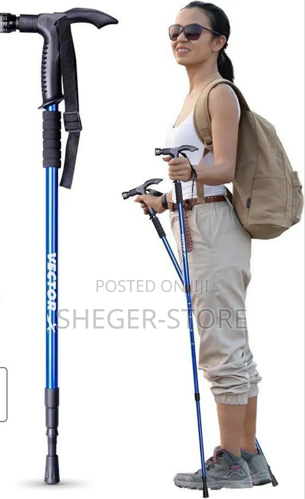 Orginal Vectorx Shock Absorbing Adjustable Walking Stick + Led Light