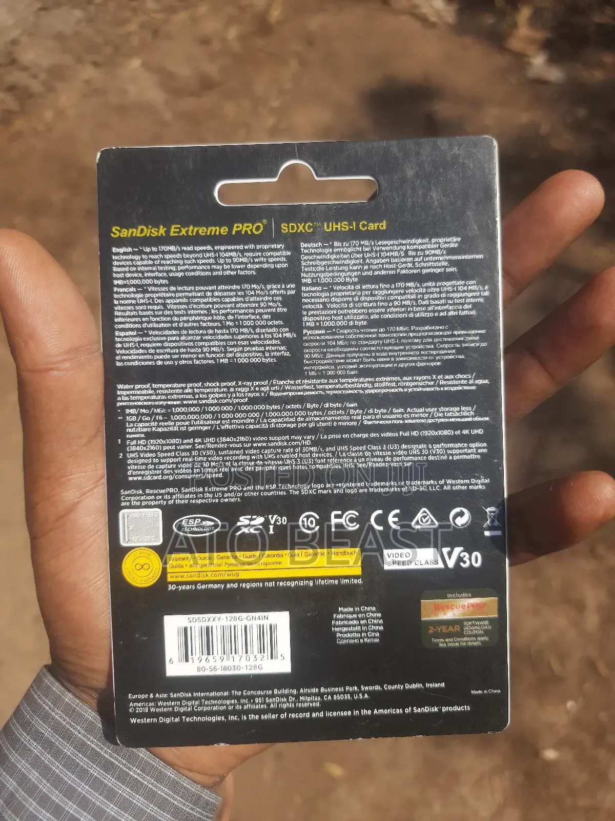 128gb Sandisk Extreme Pro SDXC Uhs-I Memory Card.