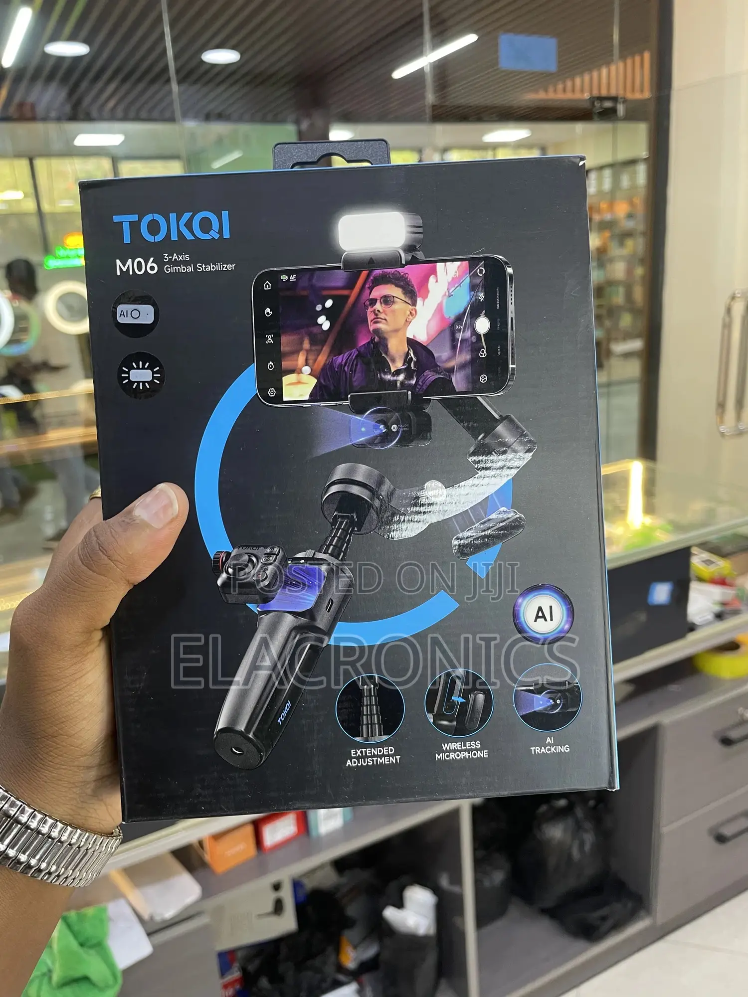Tokqi M06 3-Axis Gimbal Stabilizer (With Mic Light)