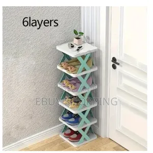Compact Plastic Shoe Rack: Holds 6 Pairs, Folds Flat