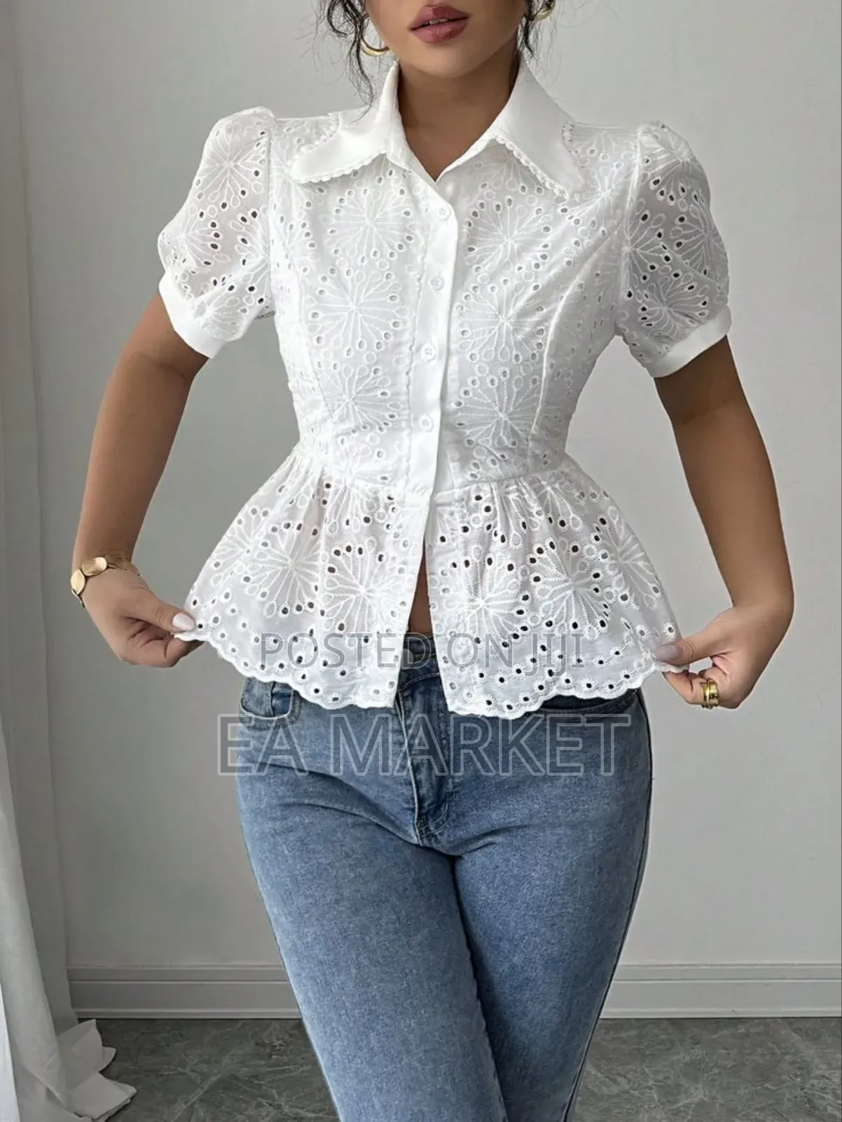 White Peplum Top