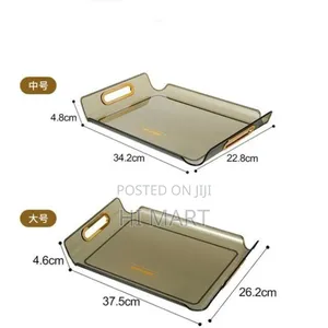 3 PCS Serving Tray With Golden Handle