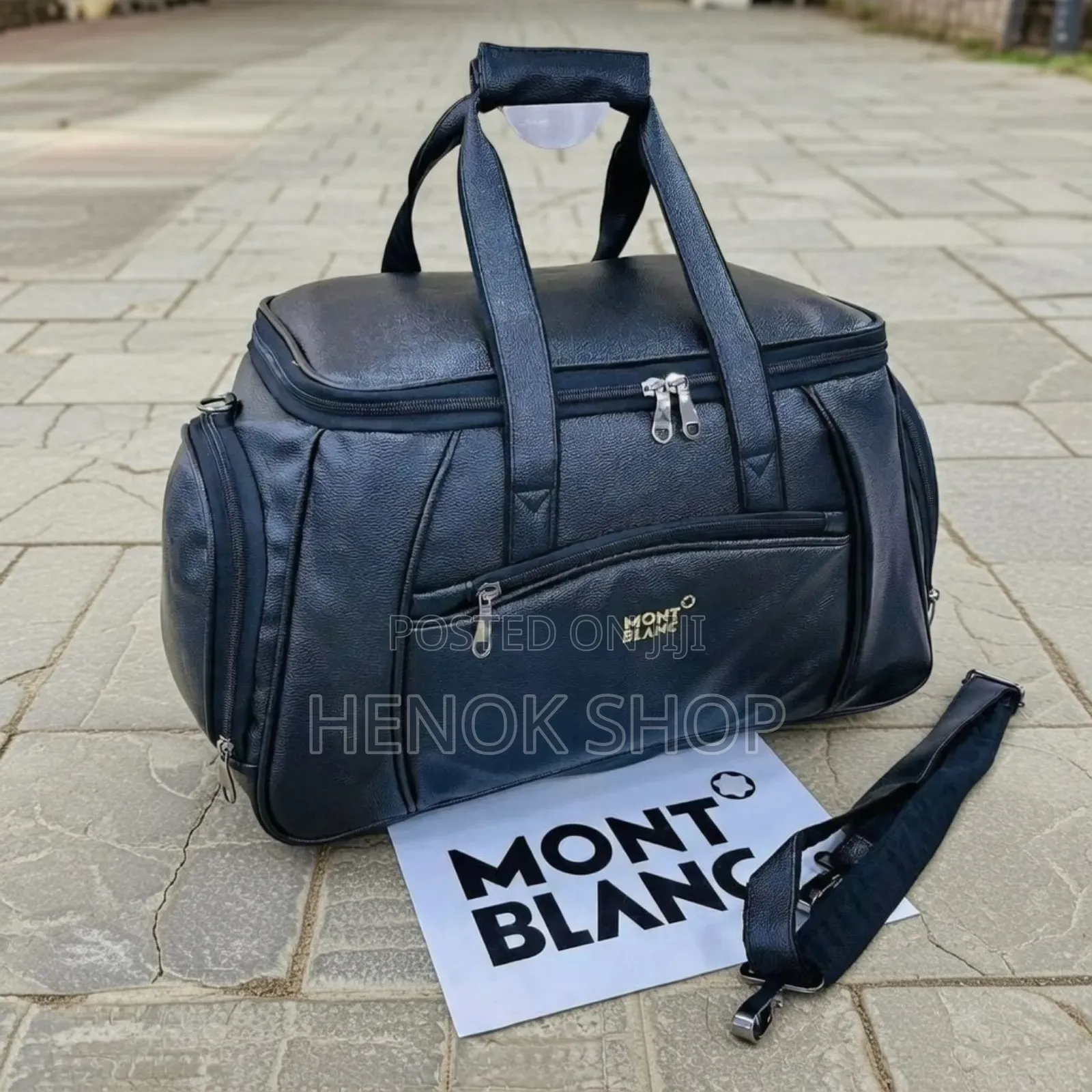 Black Leather Gym Bag