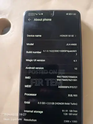 Honor 50 SE 128 GB Black