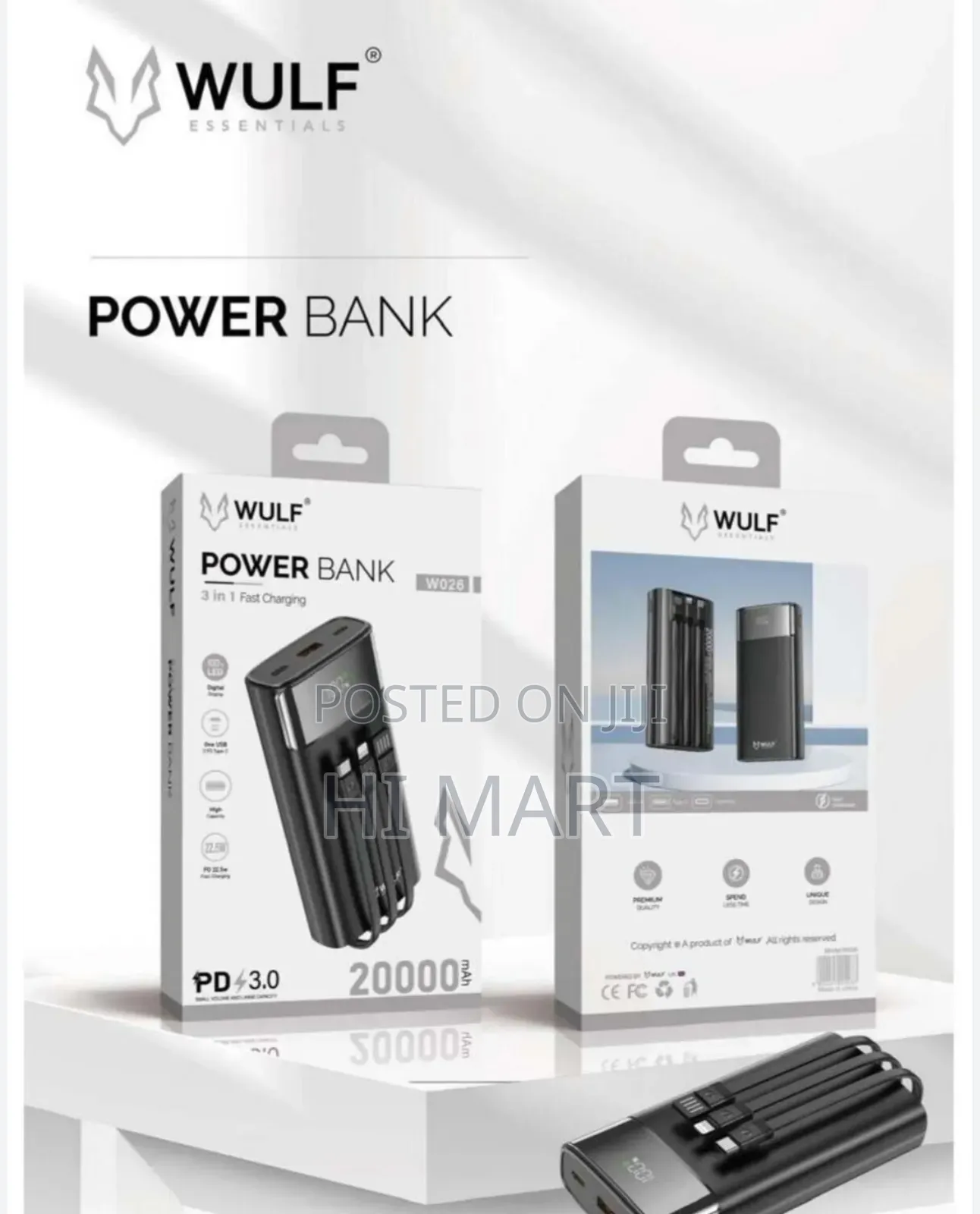 Wulf 3in1 Multi Port Power Bank(30000mah)