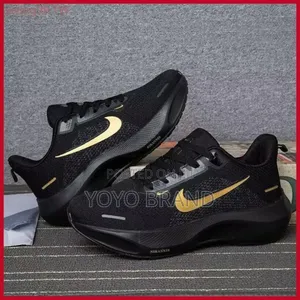 New Arrived Nike Unisex Black/Golden Strip Fashion Running Shoes