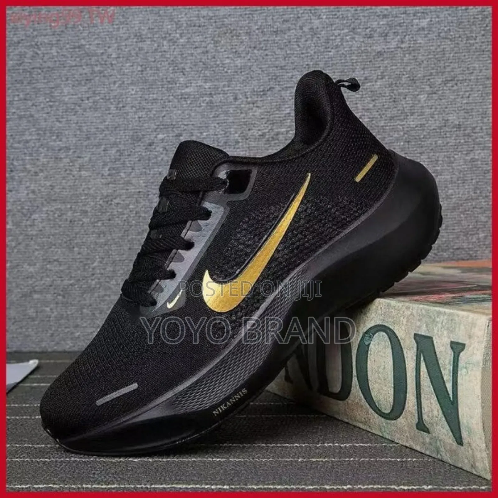 New Arrived Nike Unisex Black/Golden Strip Fashion Running Shoes