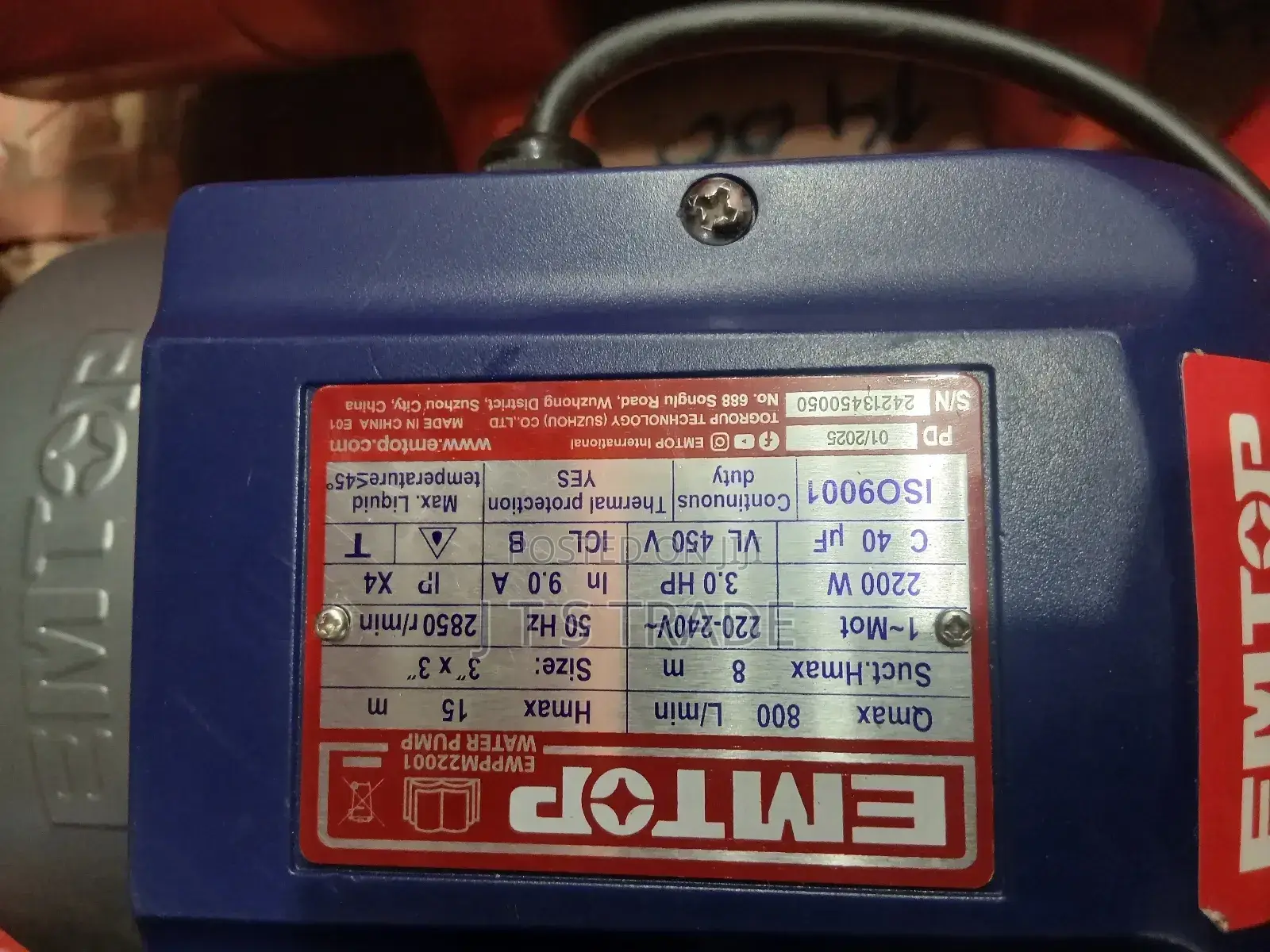 Emtop 3hp Water Pump 3"×3"