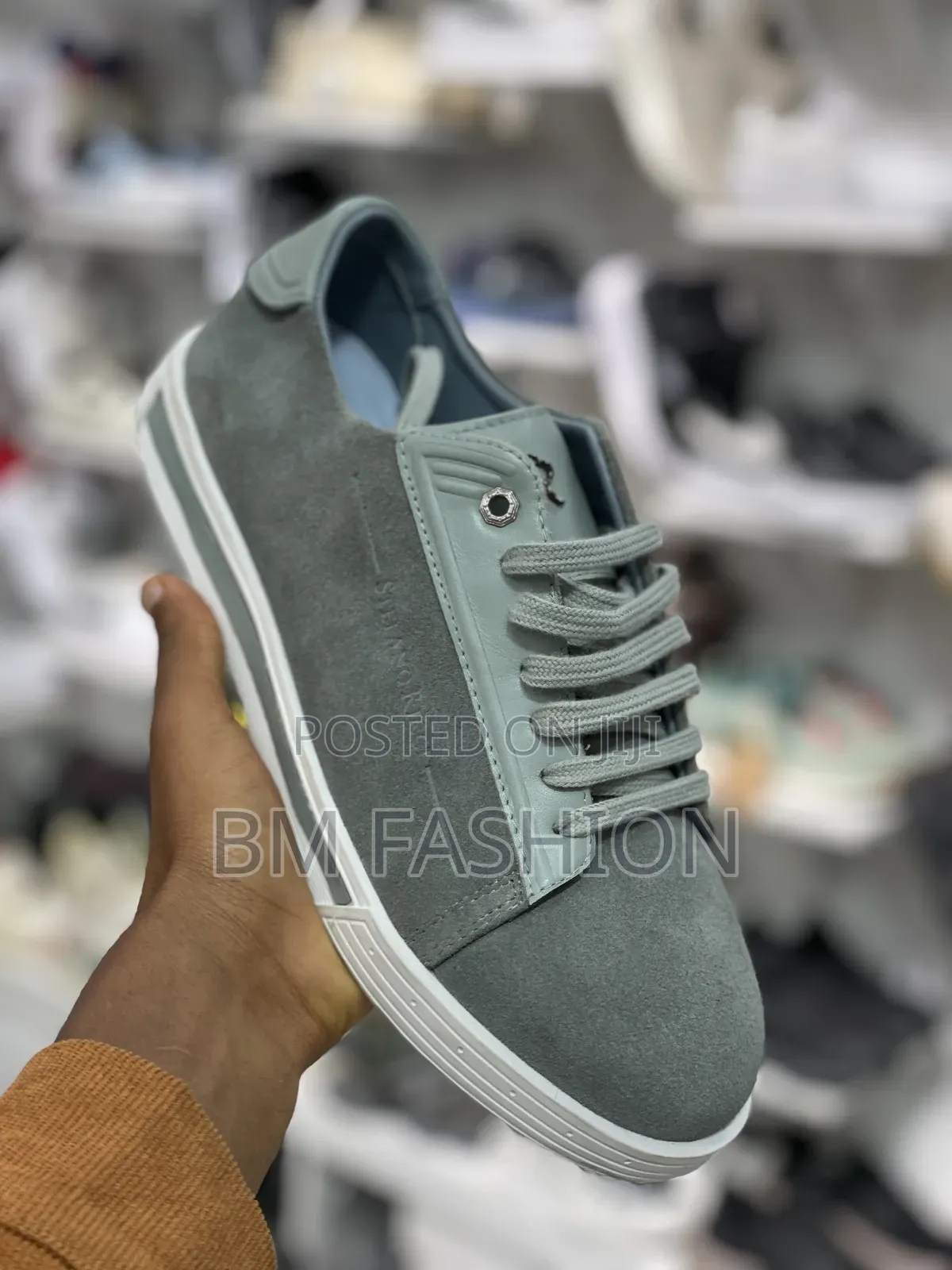 Stefano Ricci Men's Safe Green Suede Low-Top Sneakers