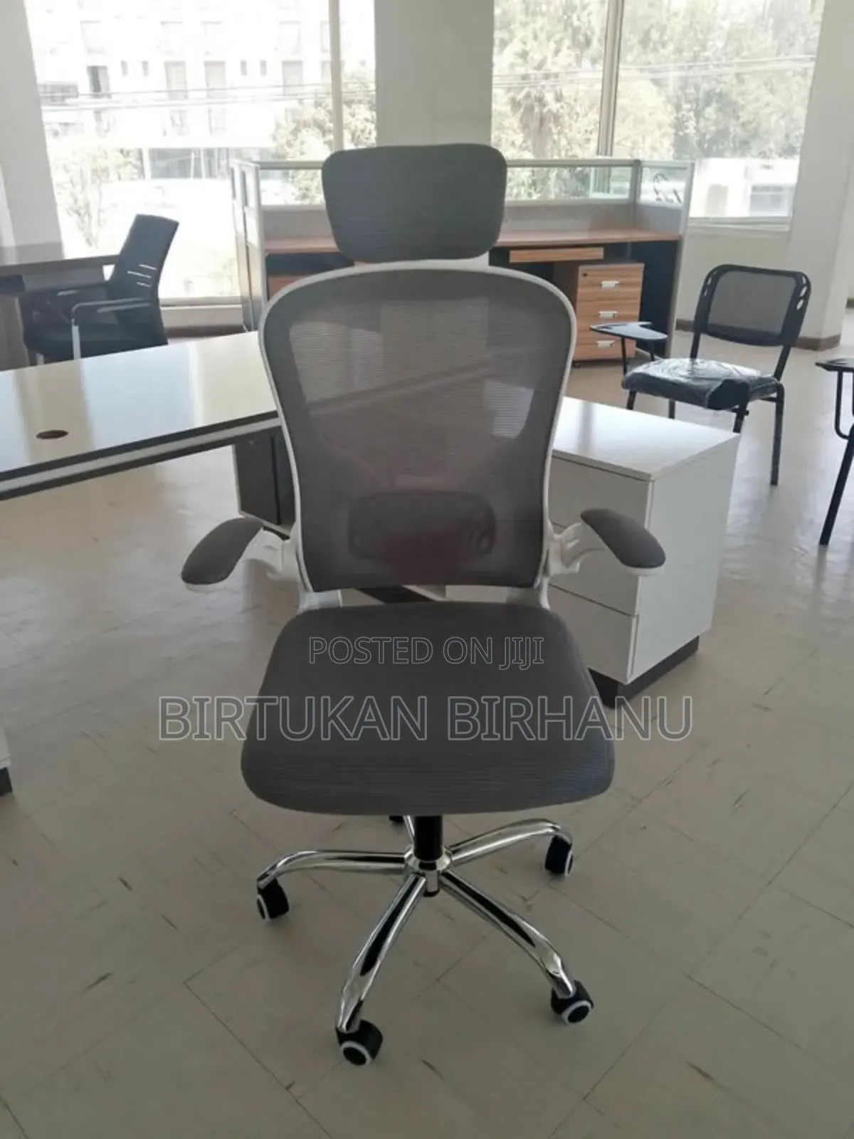 New Model Flexible Arm Office Chair(Gray)