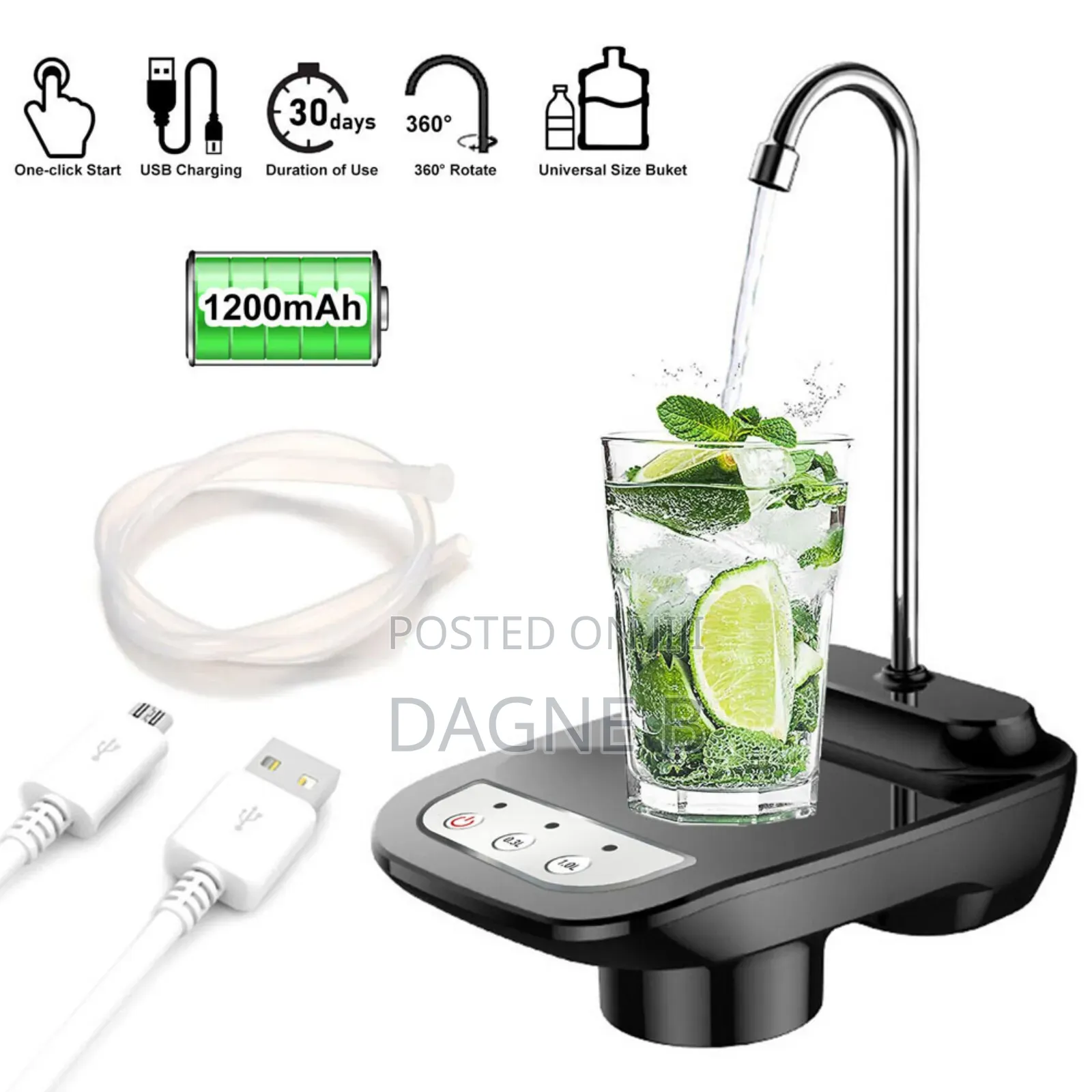 Rechargeable Electric Automatic Water Dispenser Pump የጃር ውሃ መቅጃ