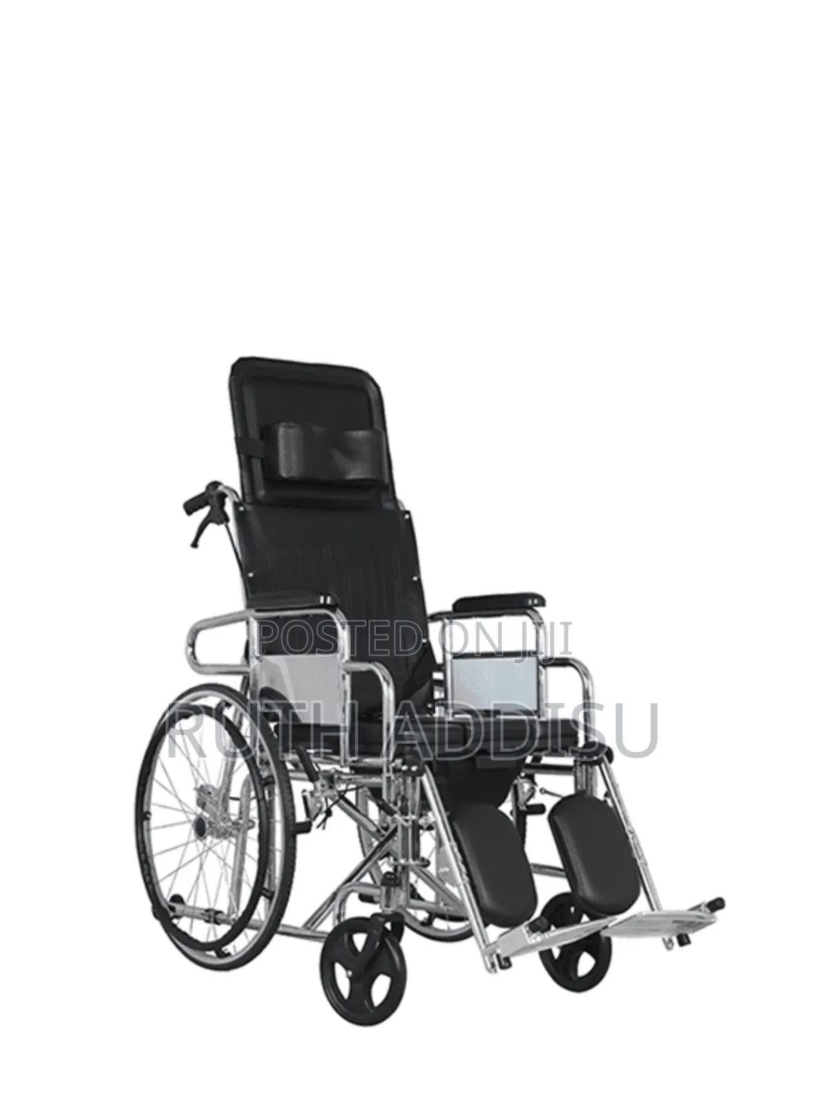 Xaoscd Black Carbon Steel Wheelchair Portable Folding Wheelchair