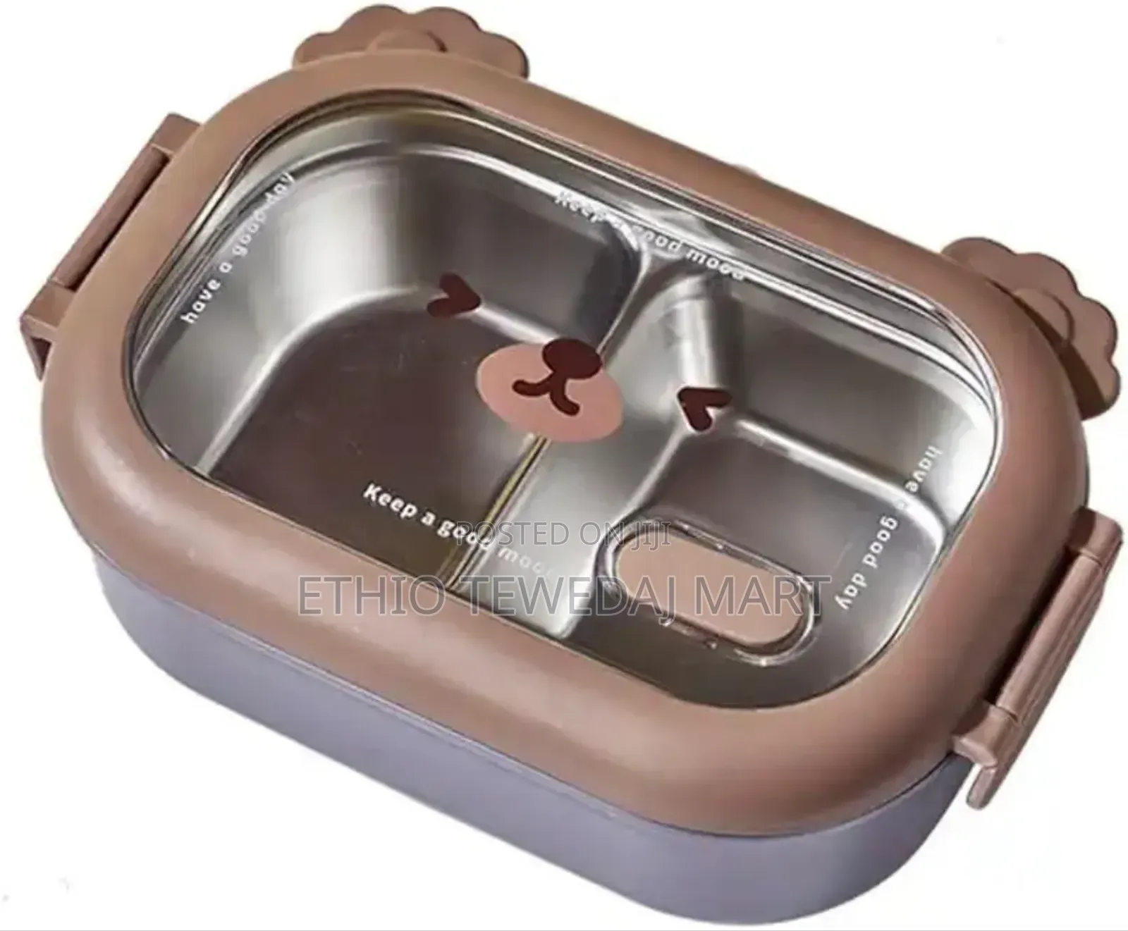 Stainless Steel Lunch Box ባለ ሁለት ክፍል ፔርሙስ ምሳ እቃ