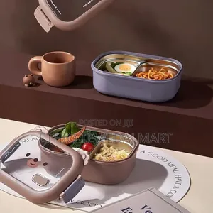 Stainless Steel Lunch Box ባለ ሁለት ክፍል ፔርሙስ ምሳ እቃ