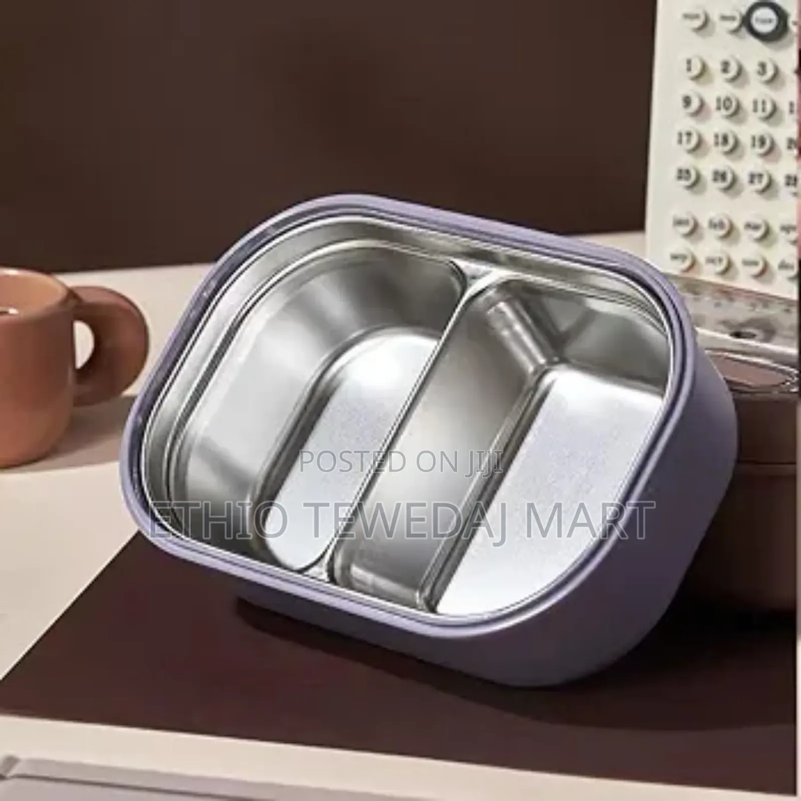 Stainless Steel Lunch Box ባለ ሁለት ክፍል ፔርሙስ ምሳ እቃ
