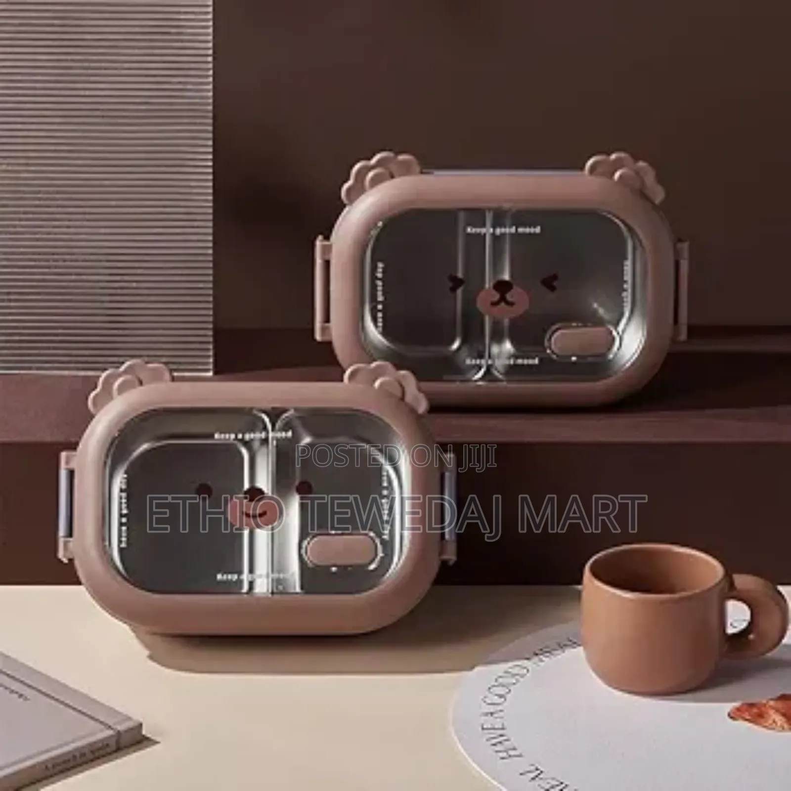Stainless Steel Lunch Box ባለ ሁለት ክፍል ፔርሙስ ምሳ እቃ
