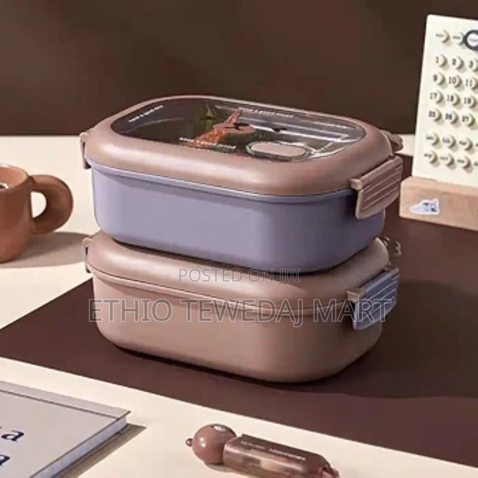 Stainless Steel Lunch Box ባለ ሁለት ክፍል ፔርሙስ ምሳ እቃ