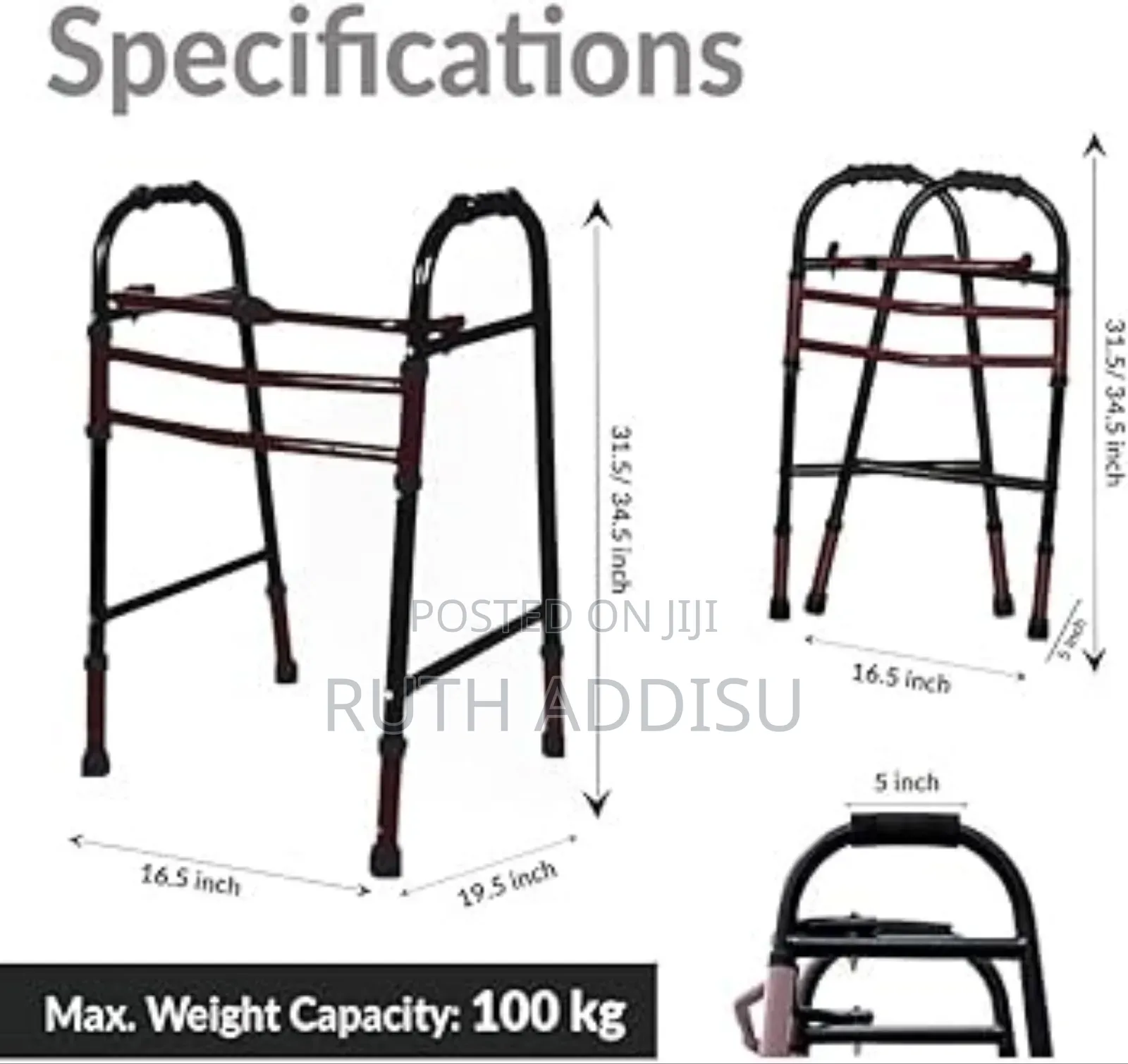 Paxmax Foldable Walker for Old People Ms Coated Walker For