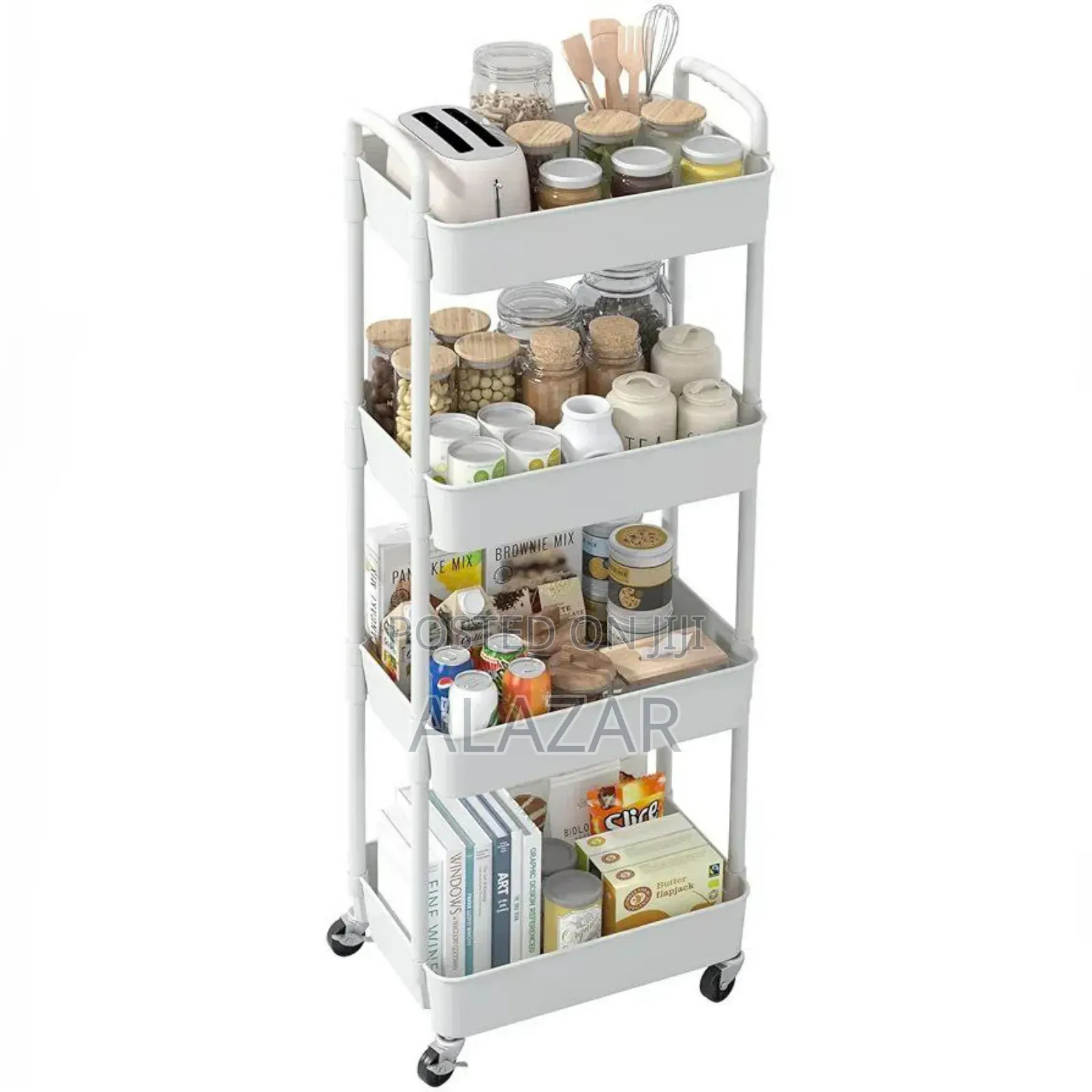4-Layer Movable Kitchen Storage Rack/Shelf 4 ከፍል ያለዉ ተንቀሳቃሽ