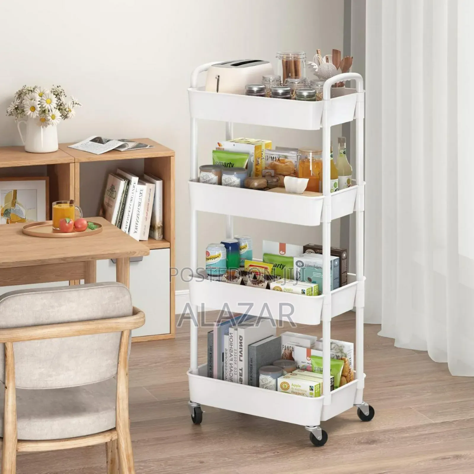 4-Layer Movable Kitchen Storage Rack/Shelf 4 ከፍል ያለዉ ተንቀሳቃሽ