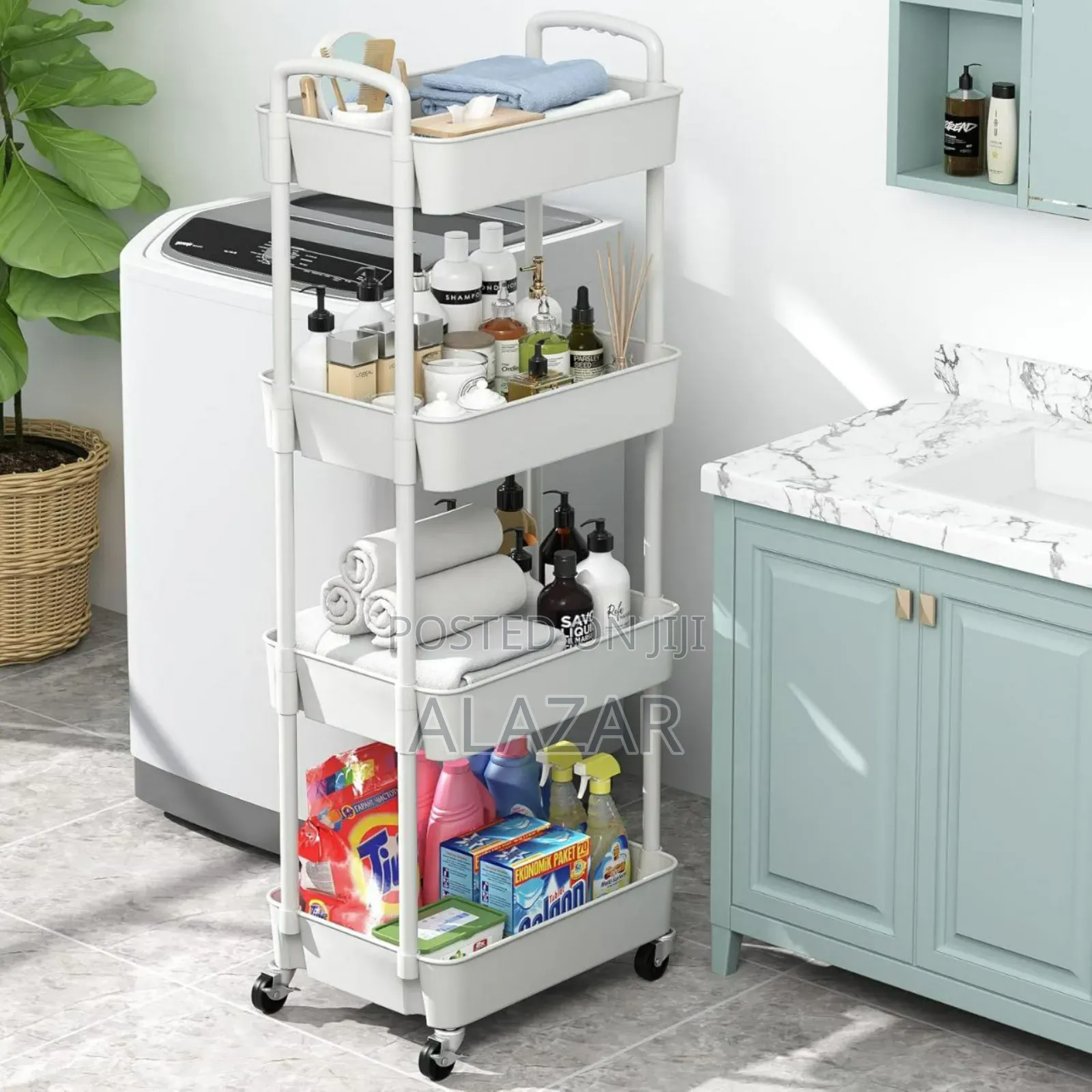 4-Layer Movable Kitchen Storage Rack/Shelf 4 ከፍል ያለዉ ተንቀሳቃሽ