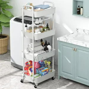4-Layer Movable Kitchen Storage Rack/Shelf 4 ከፍል ያለዉ ተንቀሳቃሽ