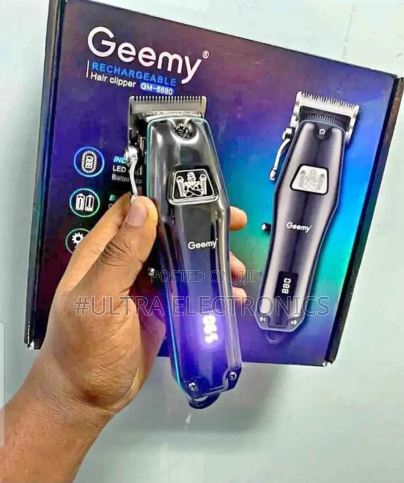 የፀጉር ማሽን Geemy Gm-6680 Rechargeable Hair Clipper.