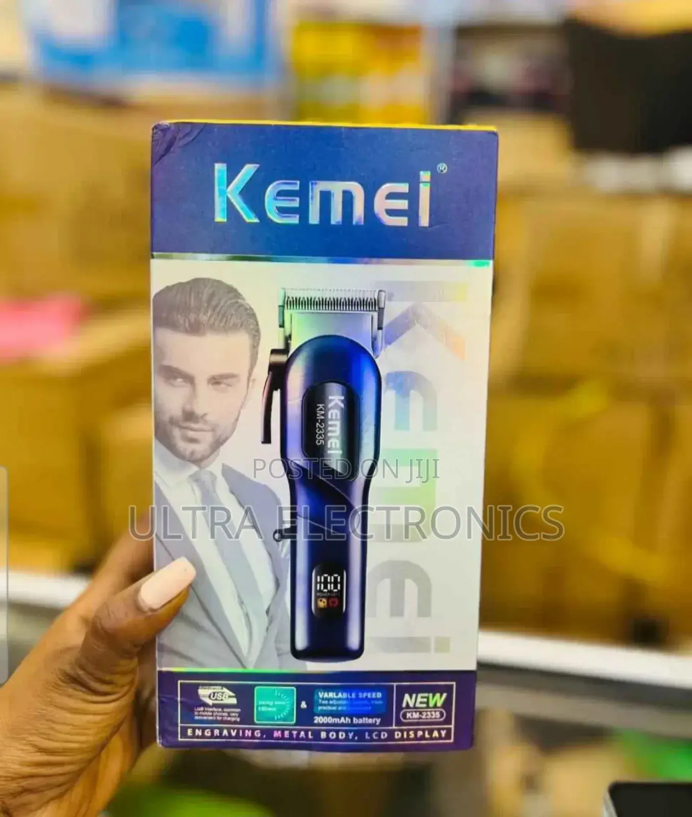 የፀጉር ማሽን Kemei Professional Hair Clipper.Battery:2000mah Rechargeable