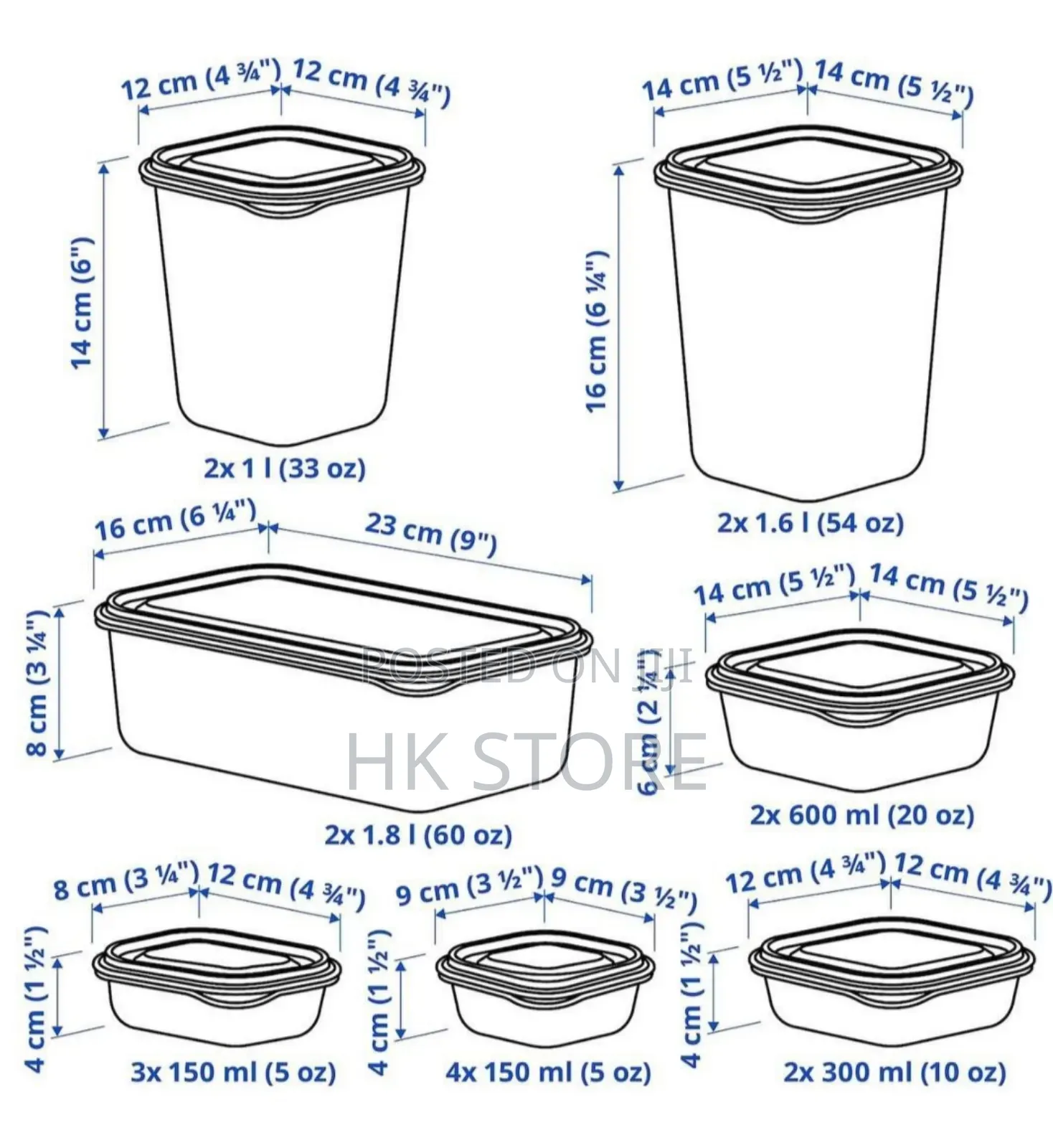 Ikea Food Container, Set Of 17, Transparent/Green.