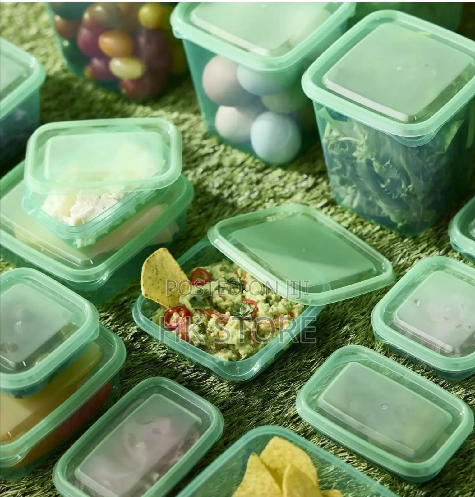 Ikea Food Container, Set Of 17, Transparent/Green.