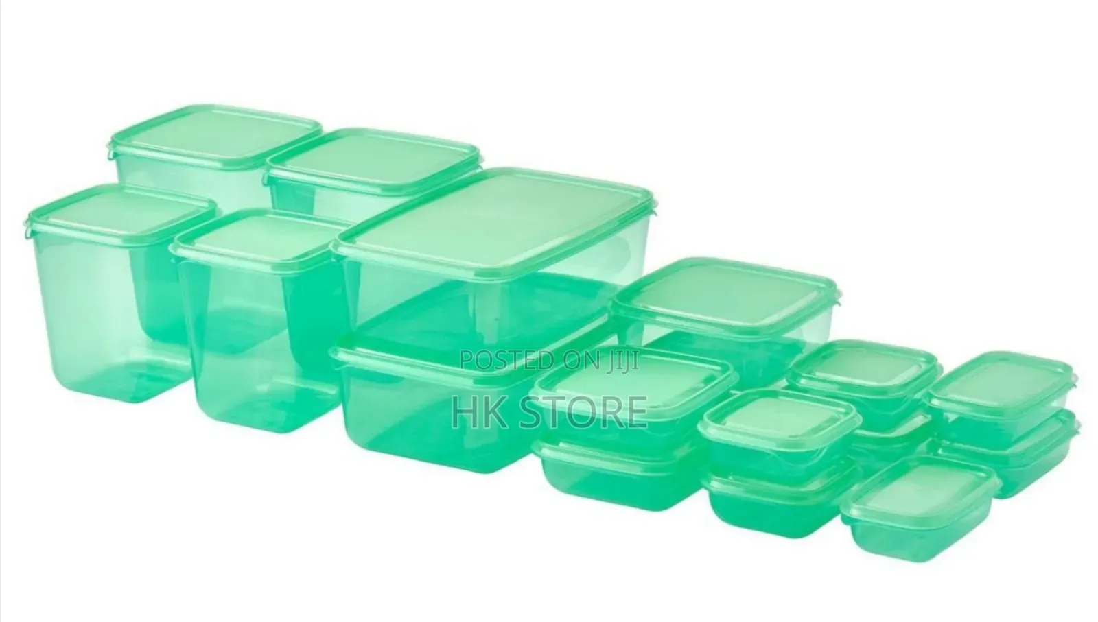 Ikea Food Container, Set Of 17, Transparent/Green.