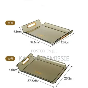 3 Sets Serving Tray With Golden Handle