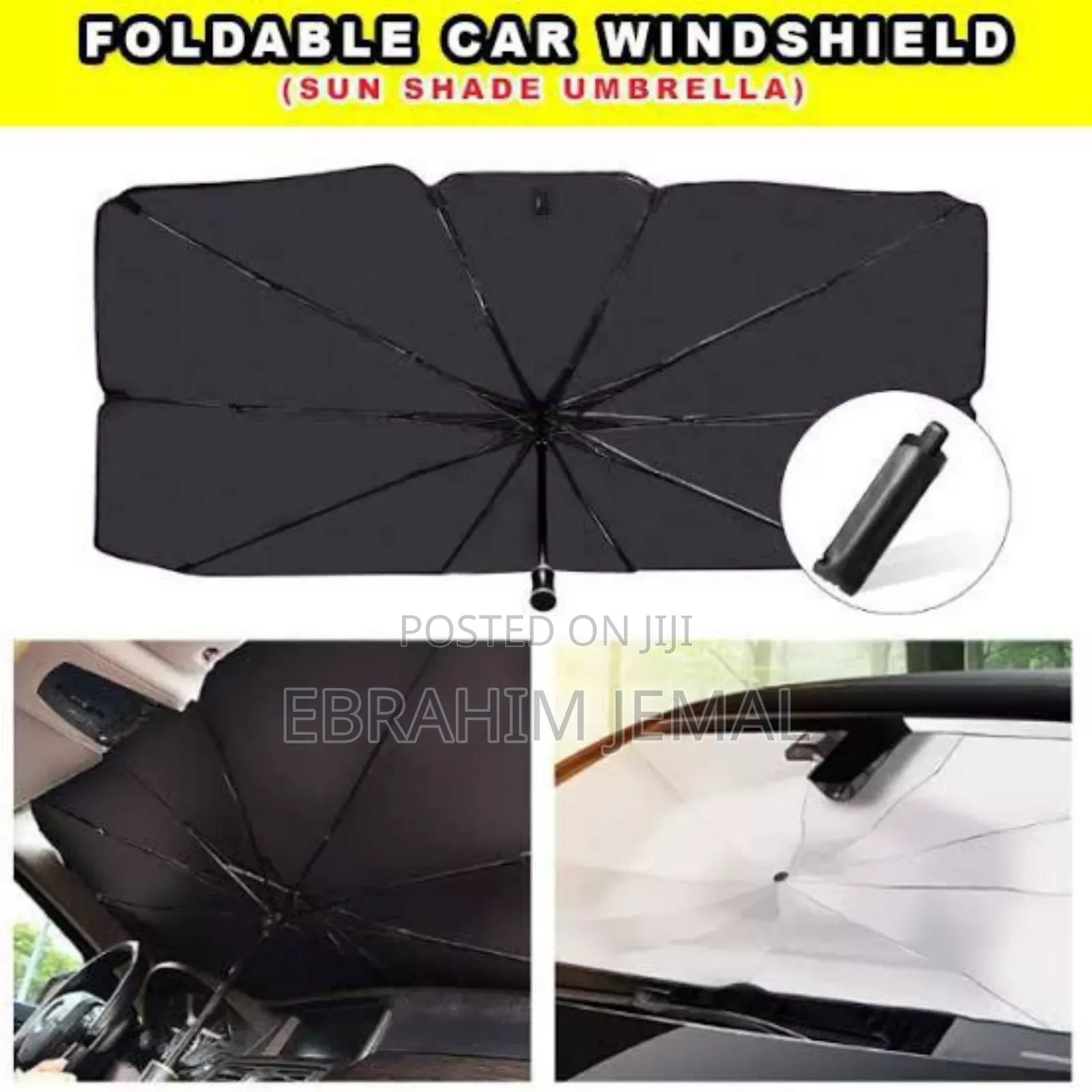 Foldable Car Sun Shade Umbrella የመኪና ፀሀይ መከላከያ