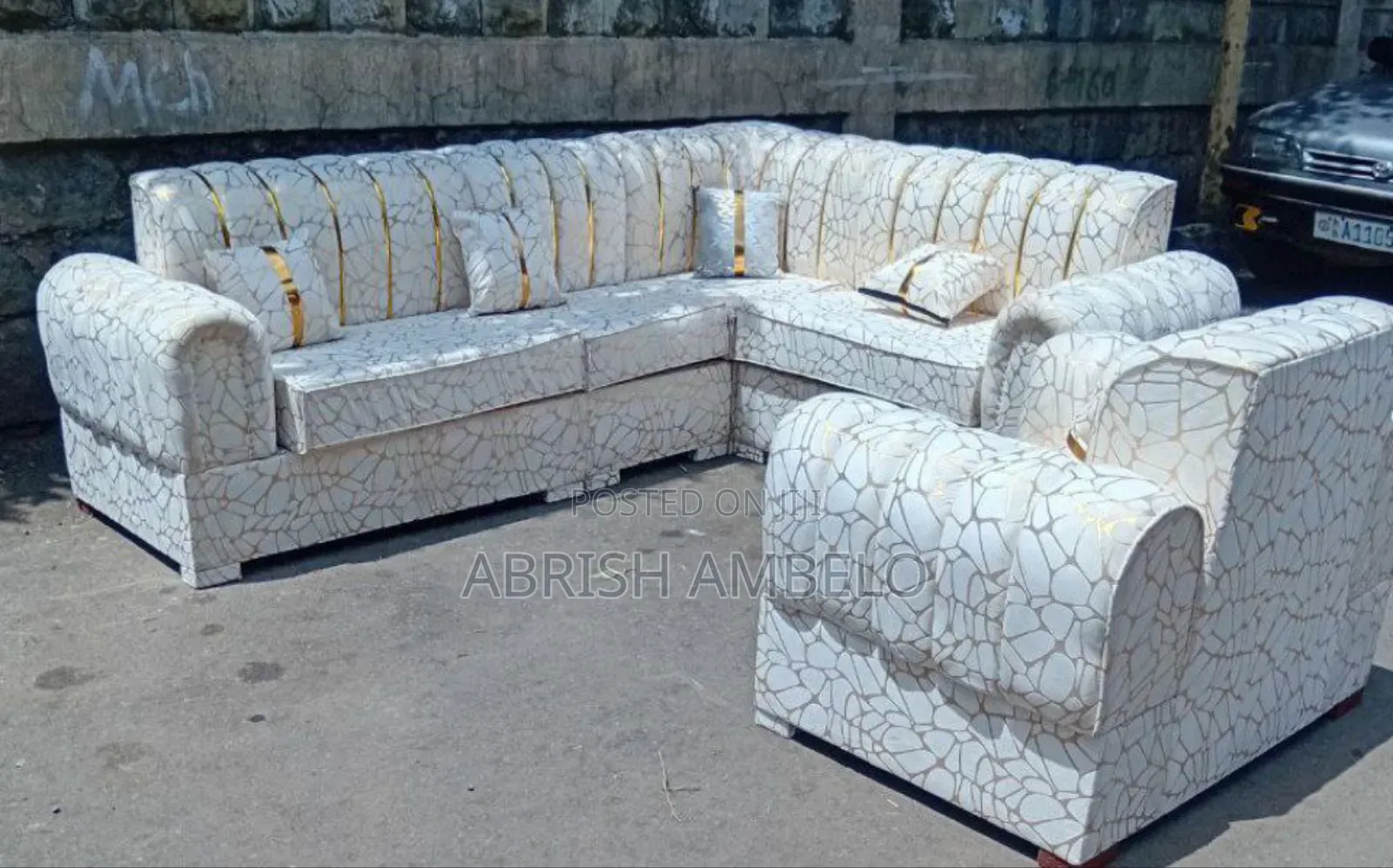 Gray White New Sofa