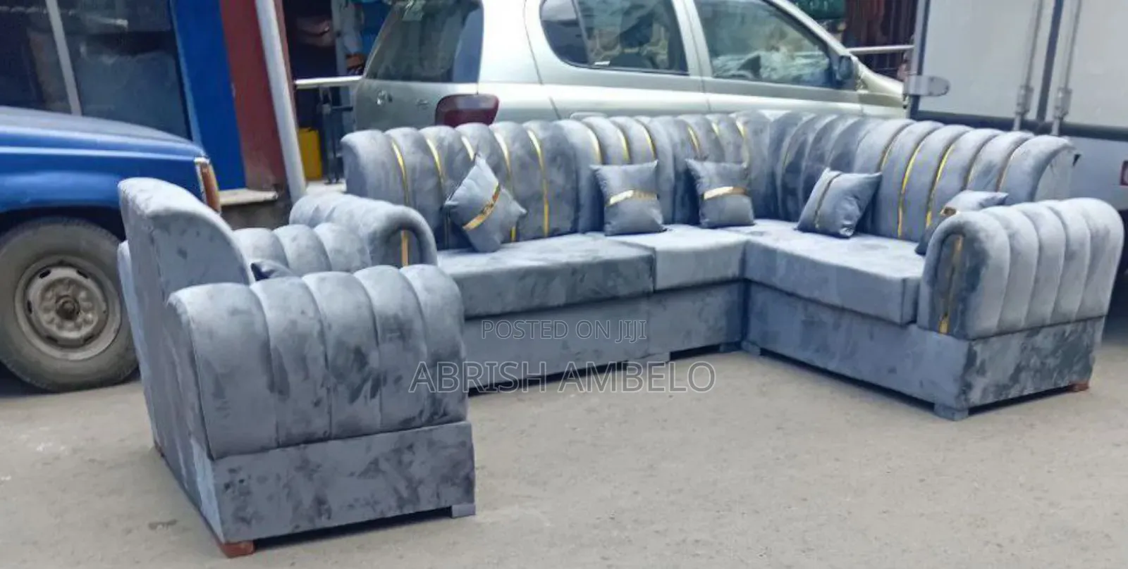 Gray Block Color Sofa