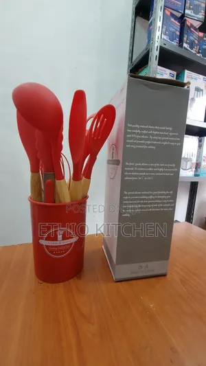 10 in 1 የሲሊኮን ኩሽና ዕቃዎች ስብስብ (Silicone Utensil Set With Holder)
