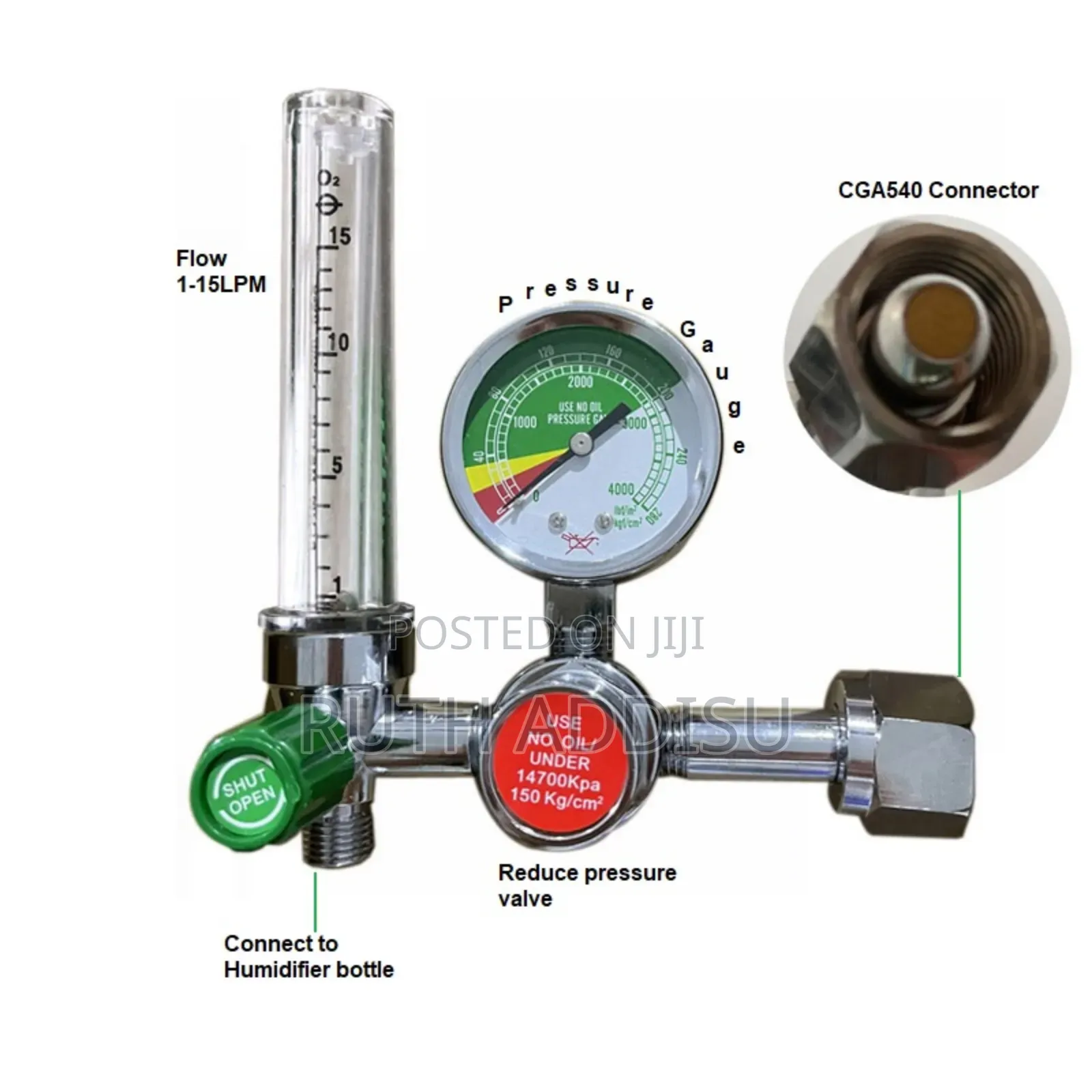 Portable Medical Oxygen Regulator - High Pressure Gauge Regulators