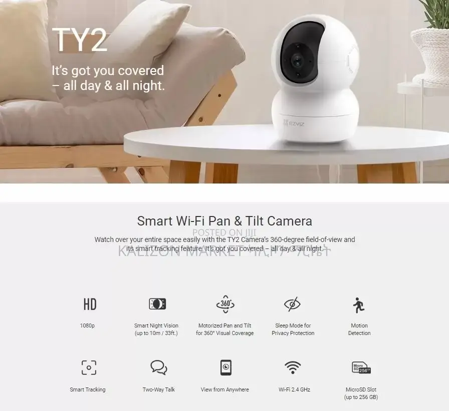 Ezviz Ty2 Smart Indoor Camera የቤት ውስጥ ስማርት ካሜራ 360