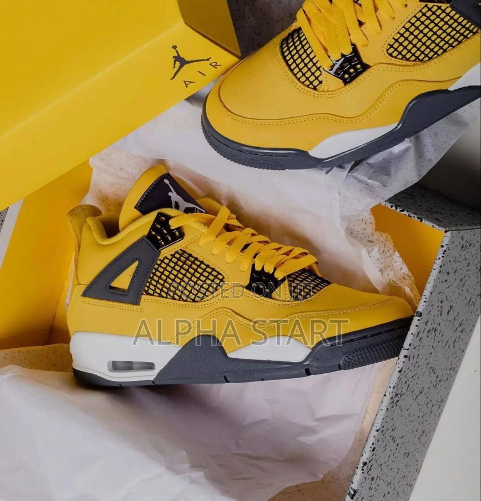 Jordan 4 Retro Yellow Black High Master Quality Smooth Shoes for Man