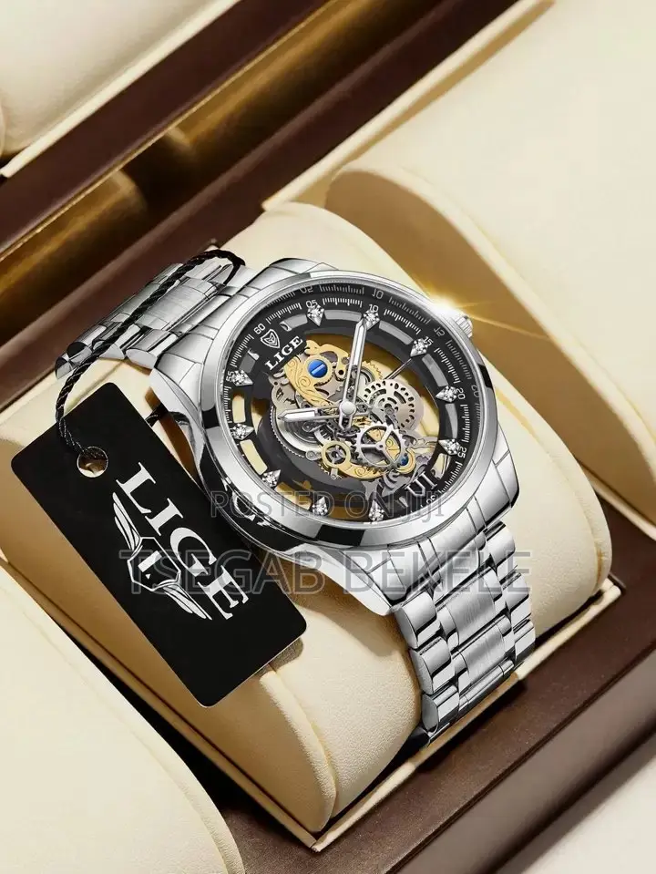 Lige Men’S Hollow Out Round Quartz Watch – Luxury Design