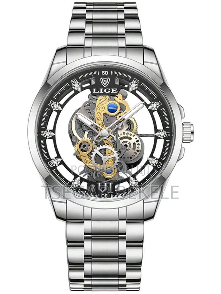 Lige Men’S Hollow Out Round Quartz Watch – Luxury Design