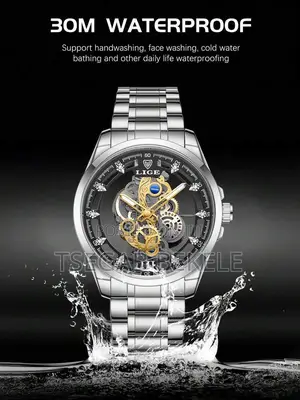 Lige Men’S Hollow Out Round Quartz Watch – Luxury Design