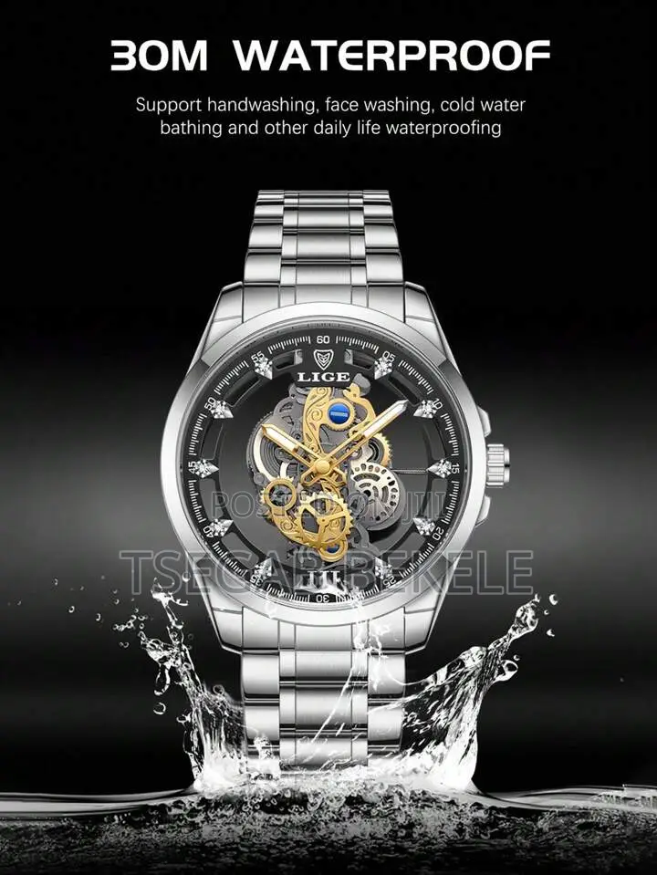 Lige Men’S Hollow Out Round Quartz Watch – Luxury Design