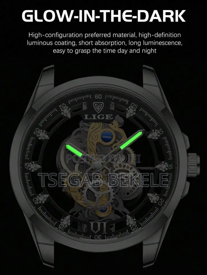 Lige Men’S Hollow Out Round Quartz Watch – Luxury Design