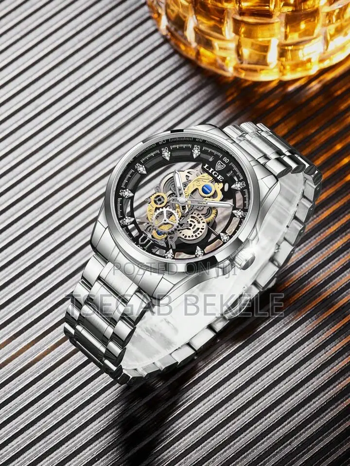Lige Men’S Hollow Out Round Quartz Watch – Luxury Design