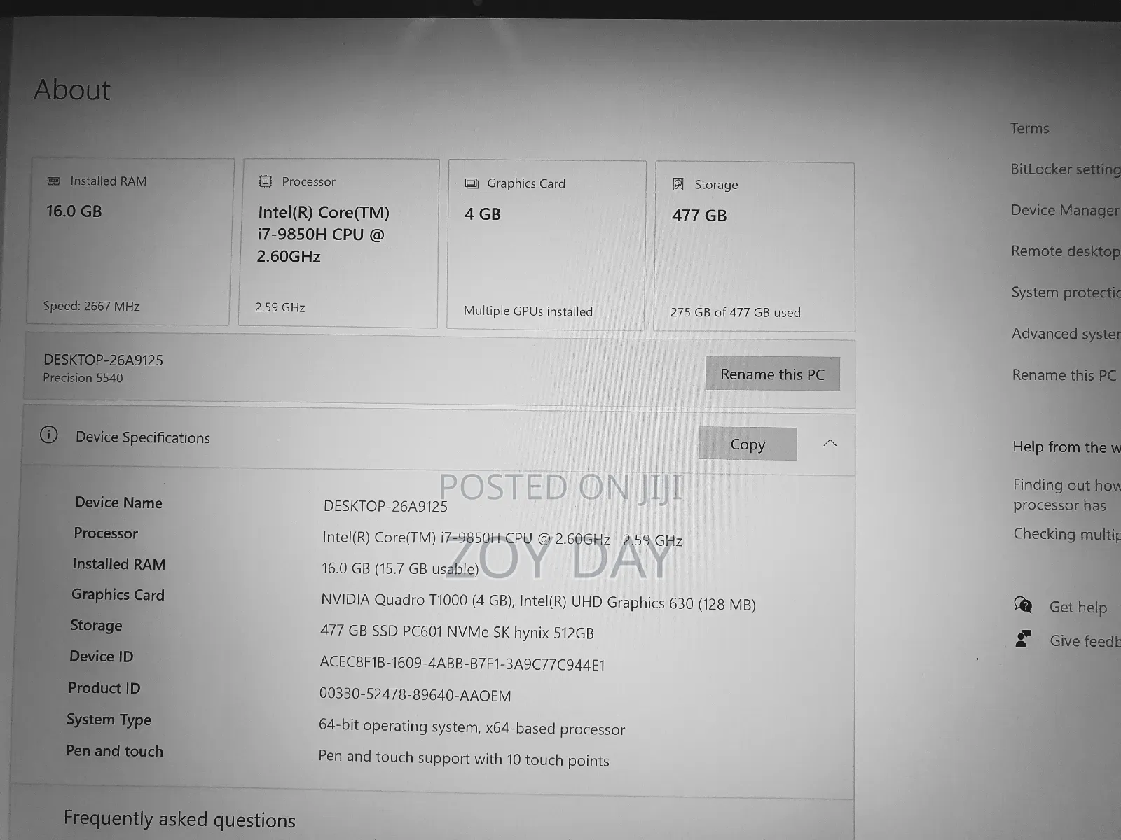 Laptop Dell Precision 5540 16GB Intel Core i7 SSD 500GB