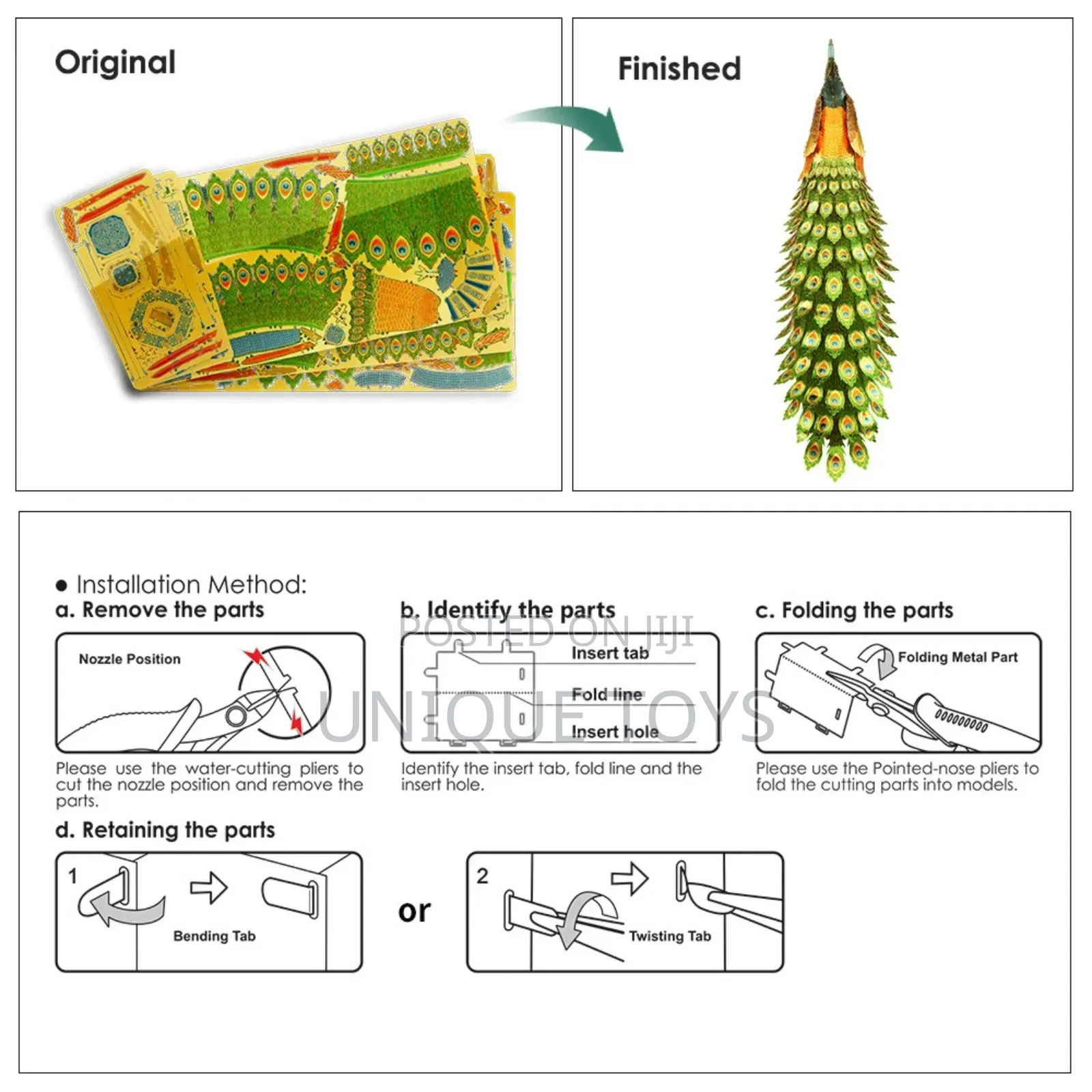 Piececool Colorful Peacock 3d Metal Model Kit