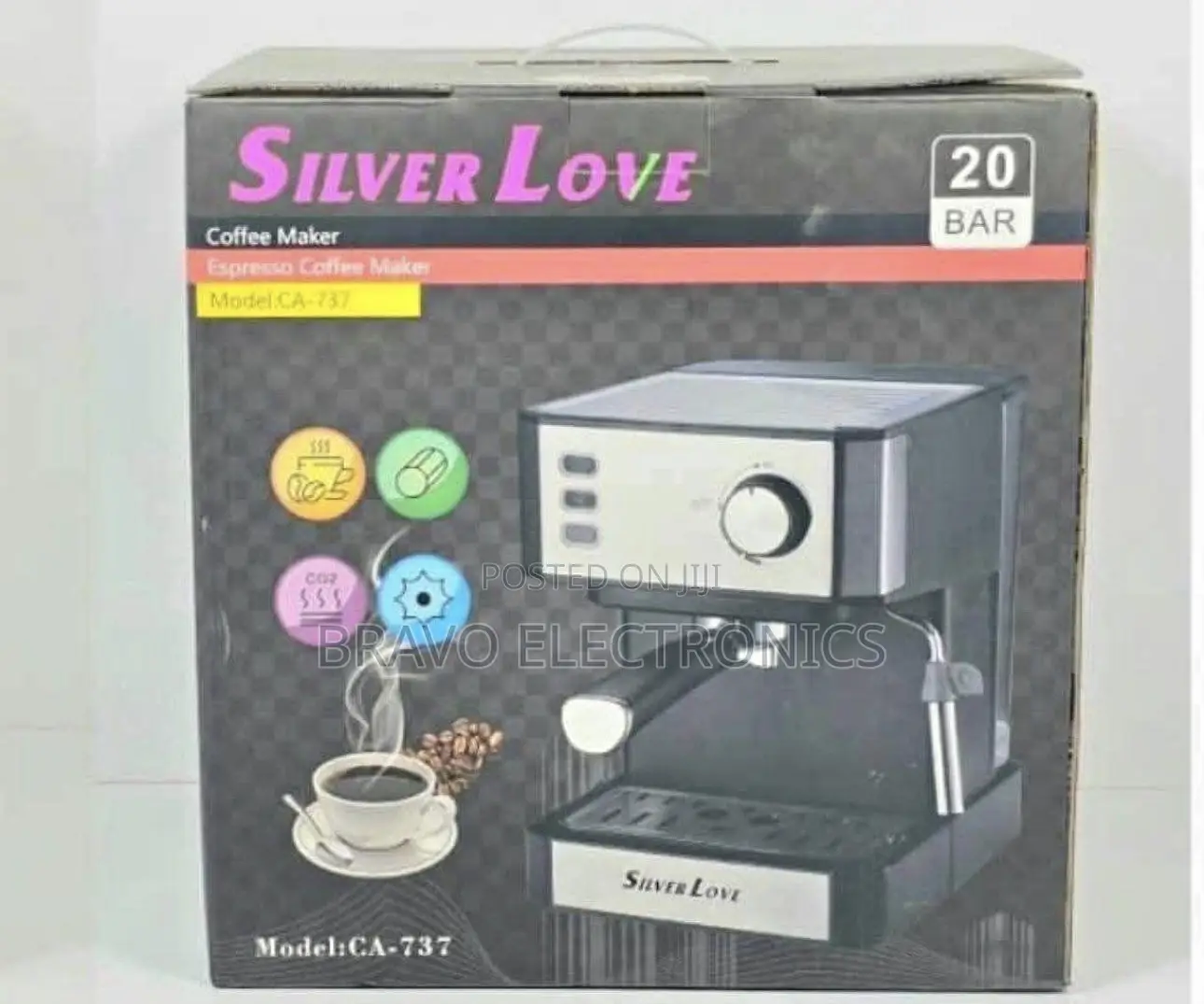 Silver Love Coffee Maker – 20 Bar Espresso Machine | A+ Quality
